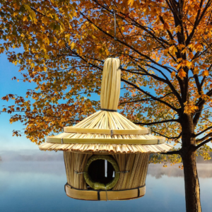 Căsuță Mică Rotundă pentru Păsări din Iarbă de Mare-17X17cm, AWGifts