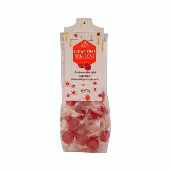 Bomboane fără zahăr cu propolis si aroma de portocale roșii, 70gr