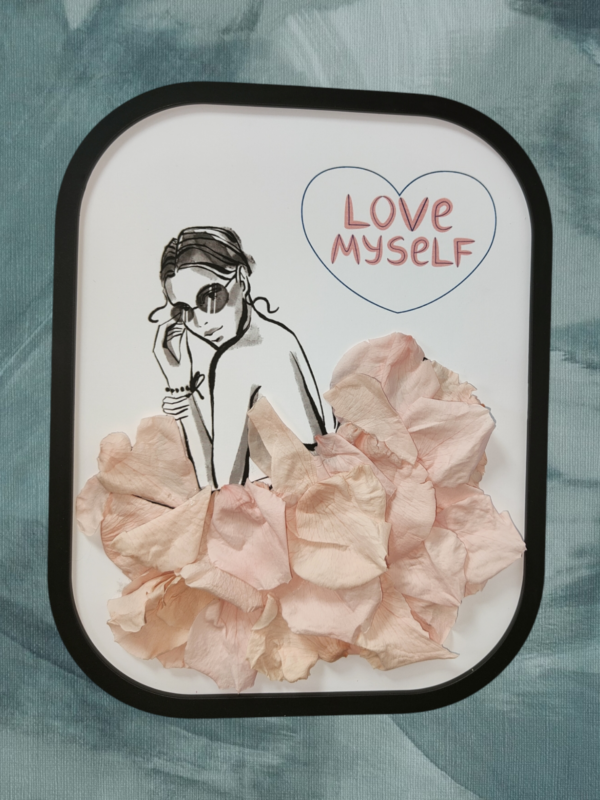 Tablou decorat cu petale de flori