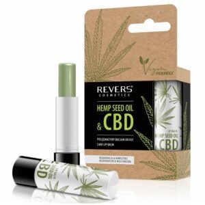 Balsam de buze hrănitor cu ulei natural de cânepă cu CBD, Revers, vegan, 4g