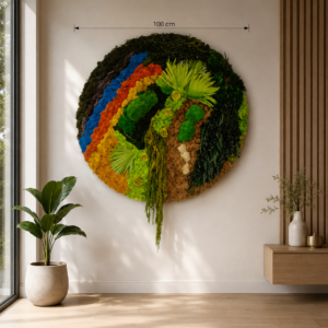 Tablou decorat cu licheni și plante stabilizate