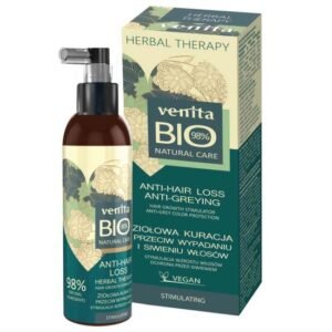 Soluție bio-tratament împotriva căderii pǎrului și a încǎrunțirii, 98% Natural, Venită Bio, 200ml