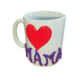Cană decorată manual cu Lut Polimeric, Fino, model „MAMA”