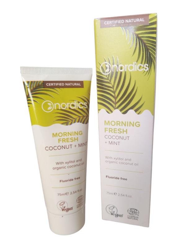 Pastǎ de dinți fǎrǎ Fluor cu Cocos și Mentǎ, "Morning Fresh", 75ml, Nordics