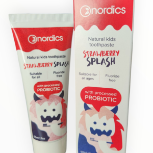 Pastǎ de dinți naturalǎ pentru copii cu căpșuni și probiotice, fără fluor, 50ml Nordics