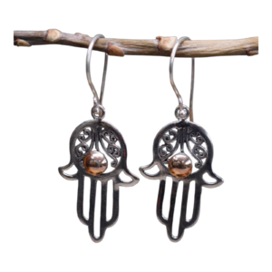 Cercei din Argint și Aur 18K- Hamsa,  AWGifts