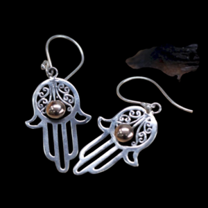Cercei din Argint și Aur 18K- Hamsa,  AWGifts