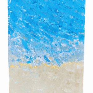 Tablou pictat și decorat manual cu foiță de Aur de 24K, Azure Serenity, 50x70cm