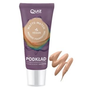 Fond de ten spumă Matte-Match Mousse Beige, Quiz Cosmetics nr 02, cu adaptare la nuanța tenului, 30 ml