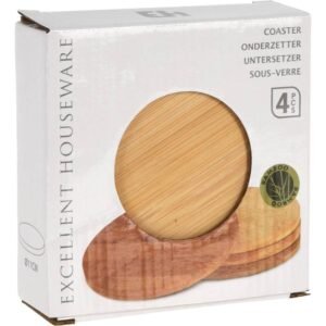 Set 4 piese suport masǎ pentru pahare și căni din bambus