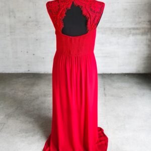 Rochie elegantǎ lungǎ din voal cu dantelǎ, mărimea L (40)