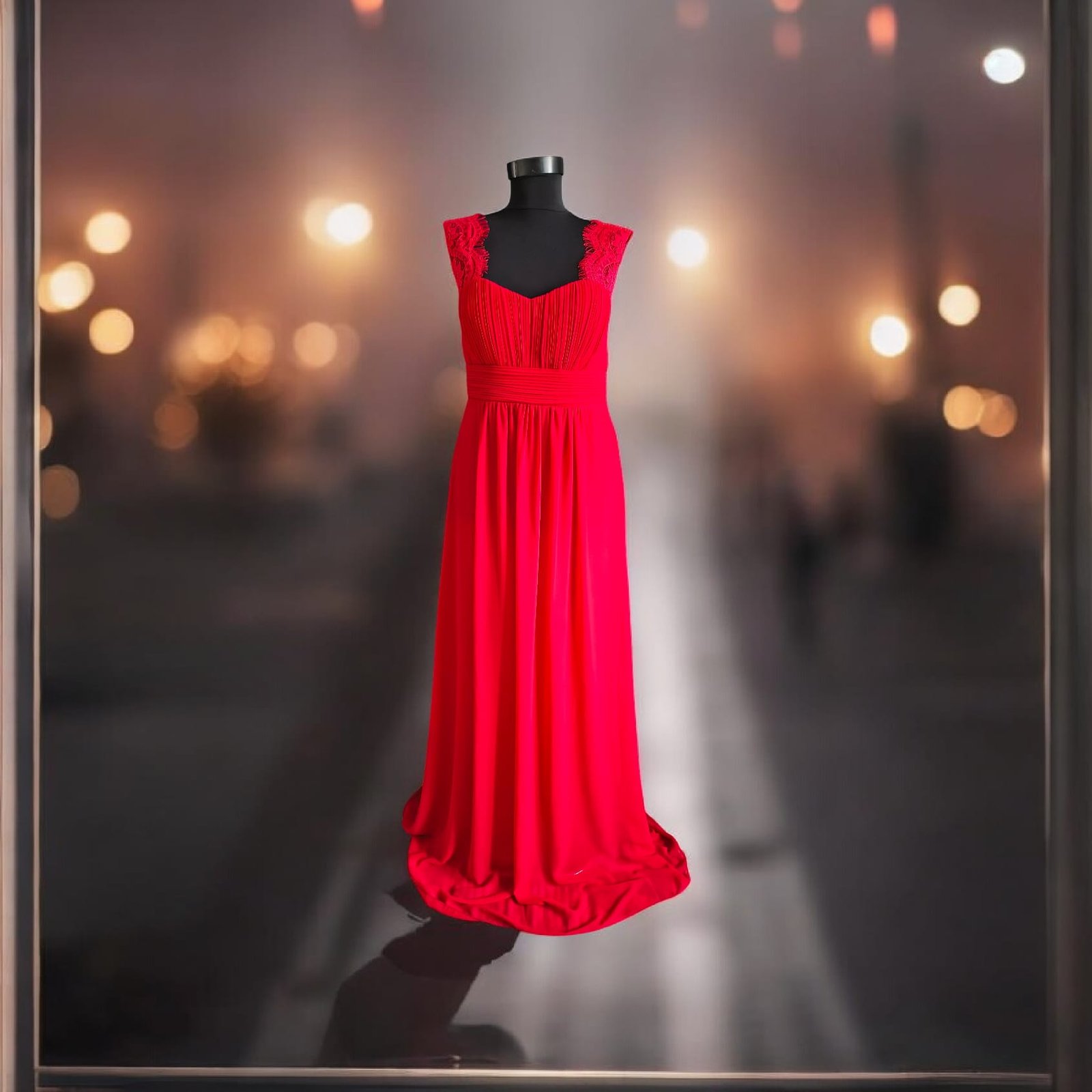 Rochie elegantǎ lungǎ din voal cu dantelǎ, mărimea L (40) - imagine 4