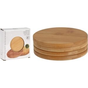 Set 4 piese suport masǎ pentru pahare și căni din bambus