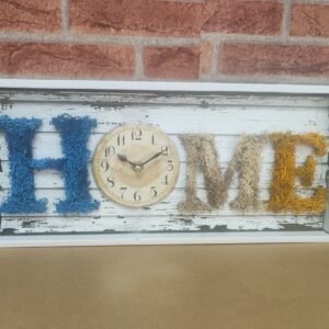 Ceas decorativ și funcțional „HOME”- cu licheni stabilizați , 7x40cm