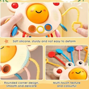 Jucărie de Dentiție Senzorială pentru Bebeluși – Crab Colorat din Silicon, 6 luni +