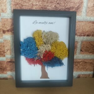 Tablou „Copacul vieții” cu licheni stabilizați, dimensiune ramǎ 17×22 cm