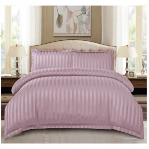 Lenjerie de pat Damasc,4 Piese,Cearceaf cu Elastic,Purpuriu-Primǎvara