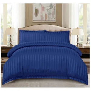 Lenjerie de pat Damasc,4 Piese,Cearceaf cu Elastic,Albastru indigo-Primǎvara