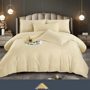 Lenjerie de pat Damasc,Crem,4 Piese,pentru 1 Persoana- JOJO HOME