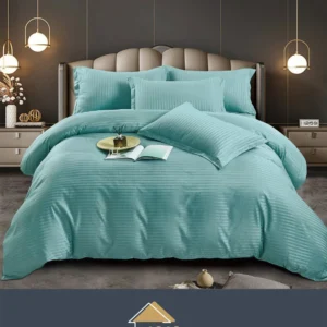 Lenjerie de pat Damasc,Mint,4 Piese,pentru 1 Persoana- JOJO HOME