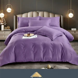 Lenjerie de pat Damasc,Mov,4 Piese,pentru 1 Persoana- JOJO HOME