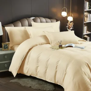 Lenjerie de pat Damasc, Pat 2 Persoane, 6 Piese,Galben pai- JOJO HOME