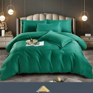 Lenjerie de pat Damasc,Verde smarald,4 Piese,pentru 1 Persoana- JOJO HOME