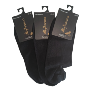 Set de 3 perechi de șosete scurte din bambus pentru bărbați,mărimea 43-46, marca COSAS, culoare negru