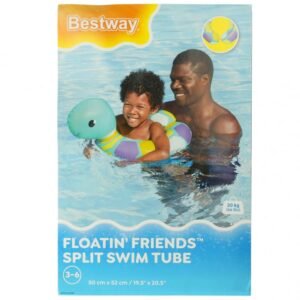 Colac de inot gonflabil pentru copii 50 x 46 cm model Blue Turtle, 3-6ani