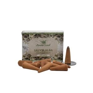 Conuri parfumate cu Salvie Albă, 10 conuri +suport ardere