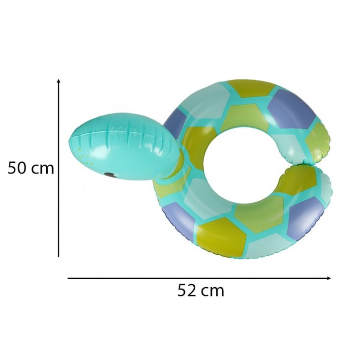 Colac de inot gonflabil pentru copii 50 x 46 cm model Blue Turtle, 3-6ani - imagine 3
