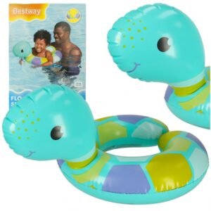 Colac de inot gonflabil pentru copii 50 x 46 cm model Blue Turtle, 3-6ani