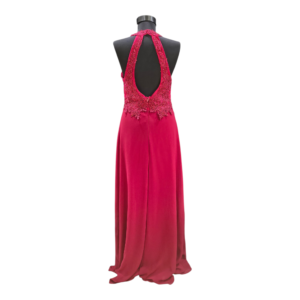 Rochie lungă de ocazie roșu burgundy, aplicații brodate, mărimea S