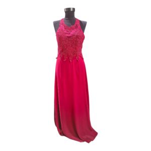 Rochie lungă de ocazie roșu burgundy, aplicații brodate, mărimea S