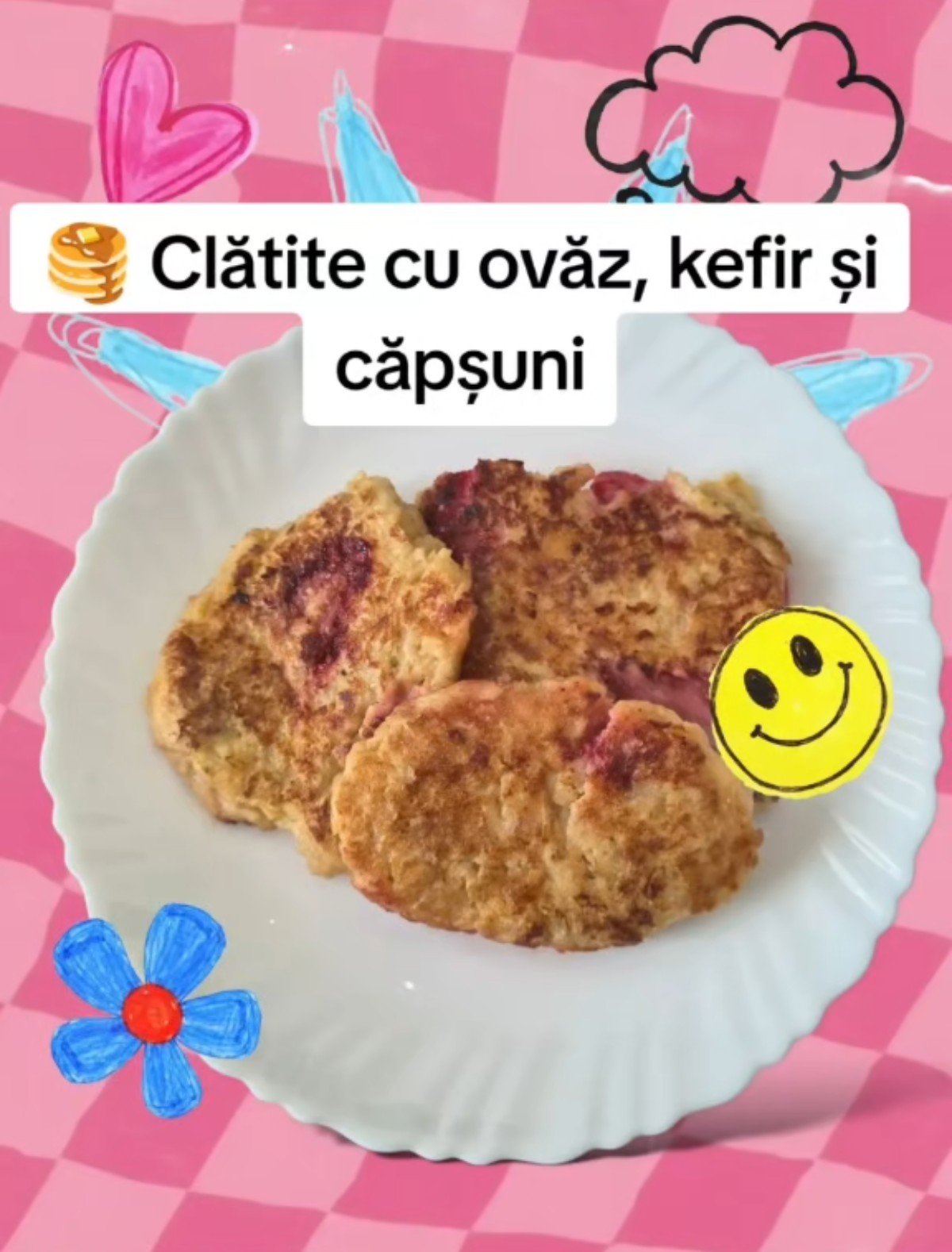 Read more about the article 🥞 Clătite cu ovăz, kefir și căpșuni