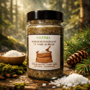 Scrub 100% Natural Detoxifiant cu Sare si Brad, Savonia, 430 gr
