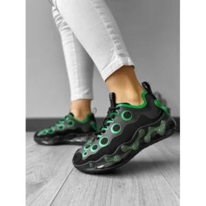 Adidasi dama din piele ecologica, verde/negru