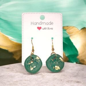 Cercei handmade din Fimo cu inserții de foiță aurie