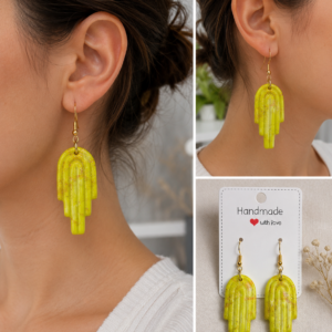 Cercei handmade din Fimo – Lime Glow