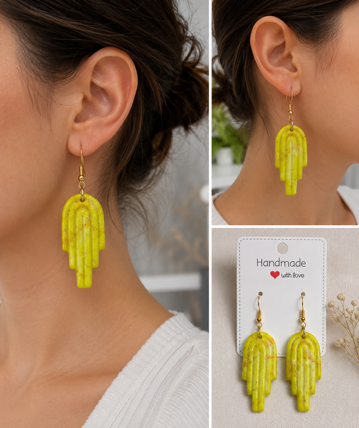 Cercei handmade din Fimo – Lime Glow