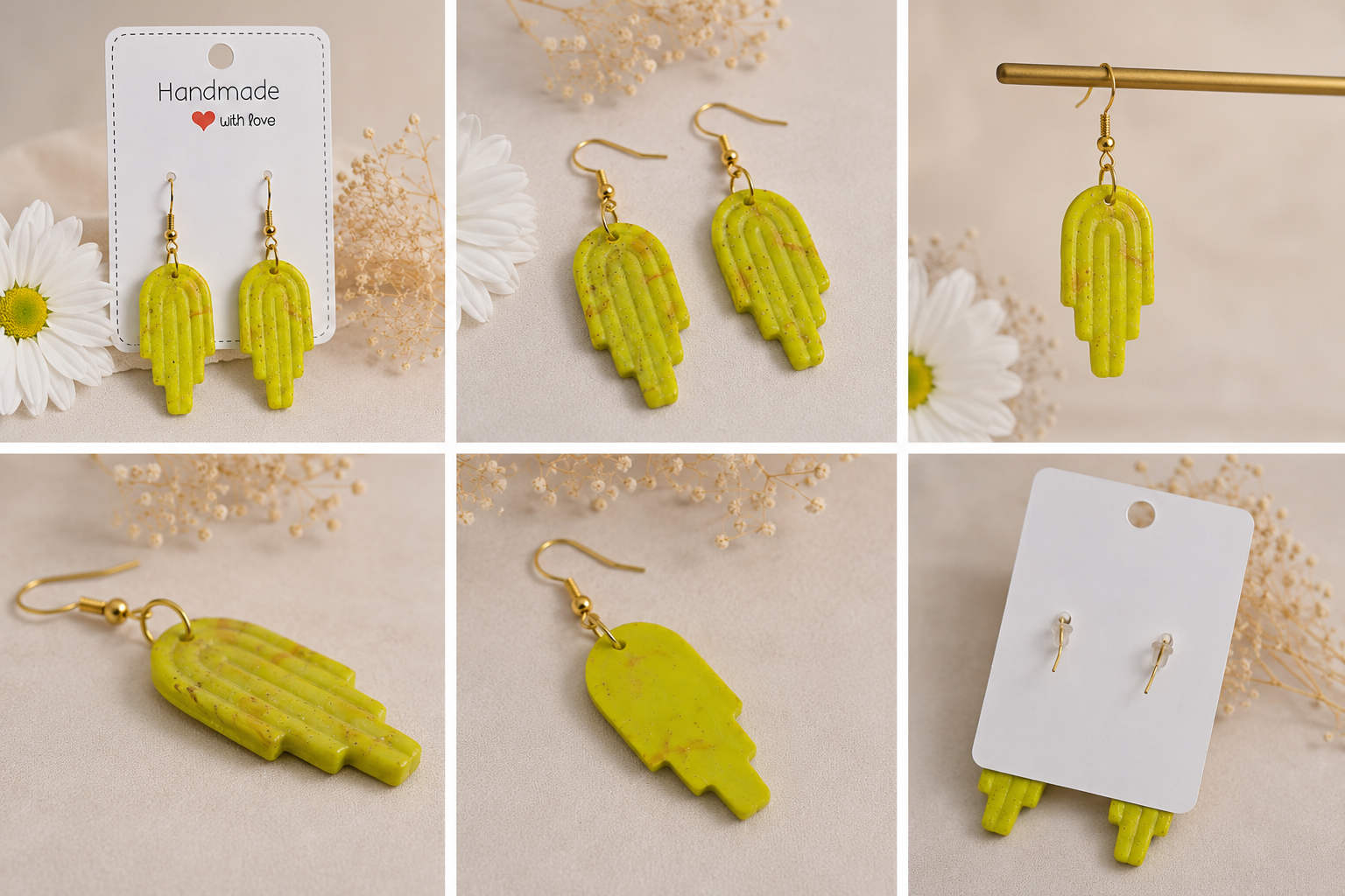 Cercei handmade din Fimo – Lime Glow - imagine 2