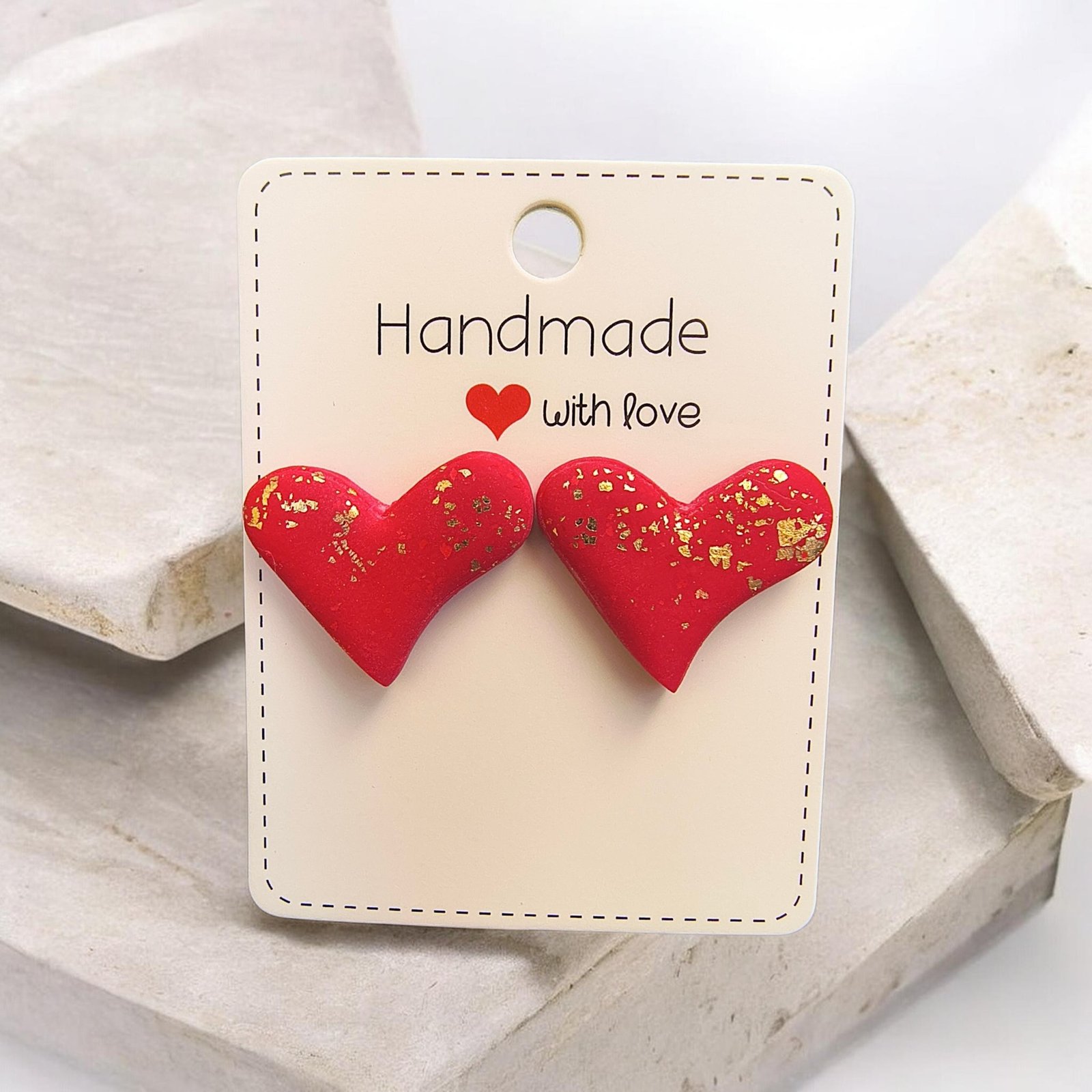 Cercei din Fimo Handmade-Velvet Heart - imagine 2