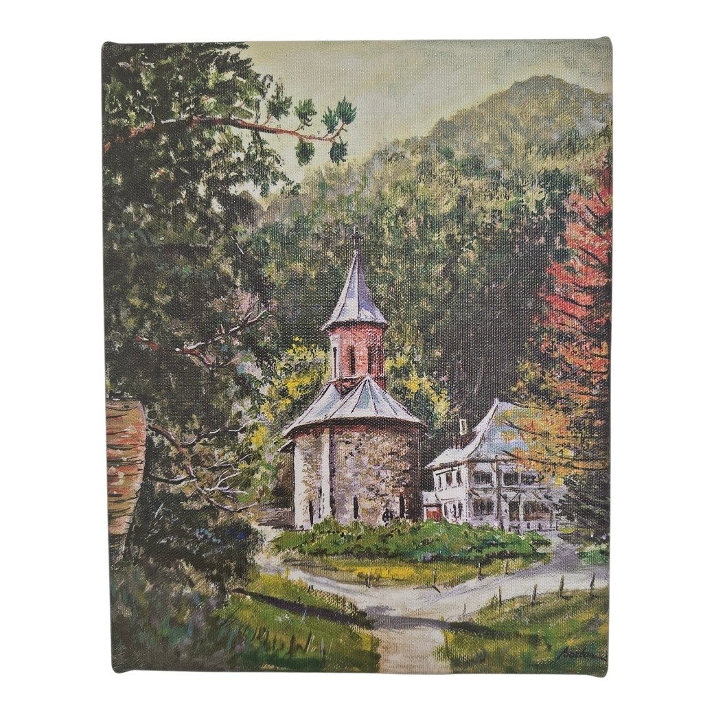 Tablou decorativ – Mănăstirea Prislop, imprimare pe pânză (20 x 25 cm)