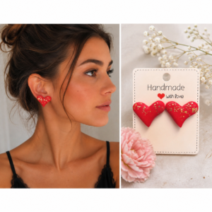Cercei din Fimo Handmade-Velvet Heart