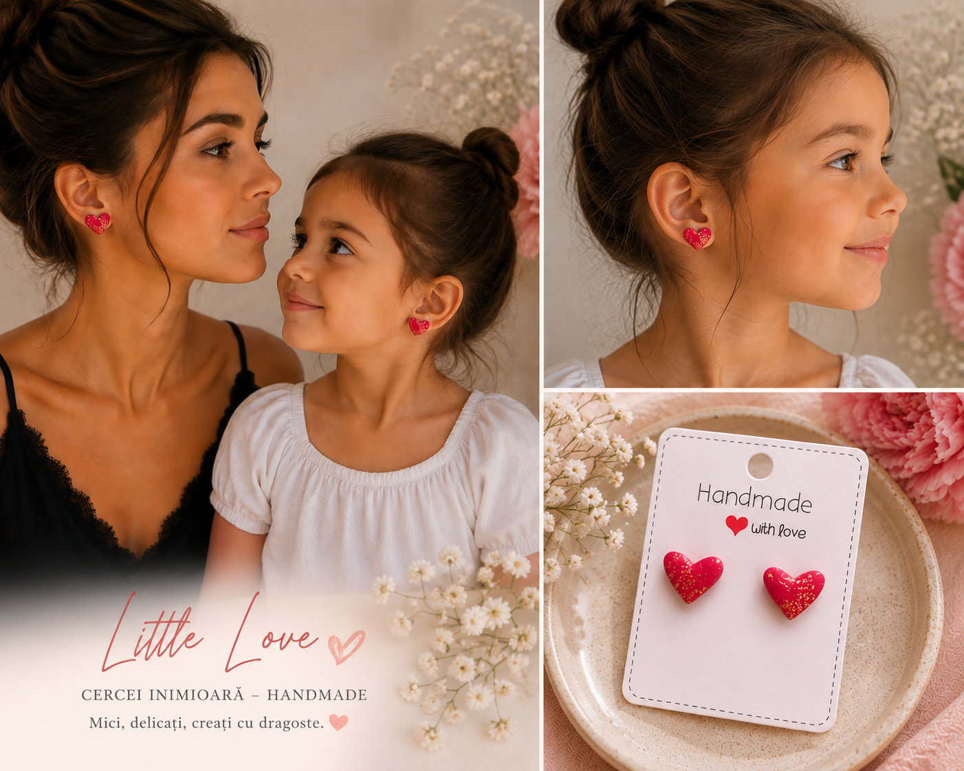 Cercei inimioară „Little Love” – Handmade - imagine 4
