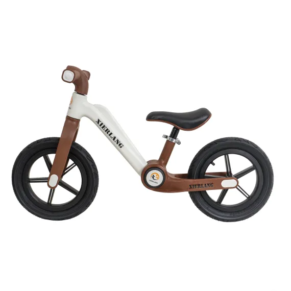 Bicicleta fara pedale, pliabila, pentru copii XIERLANG, roti de cauciuc si scaun reglabil, +3ani, alb si maro Z-TOOLS - imagine 2