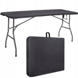 Masa dreptunghiulara pliabila multifunctionala, 1.8 m x 0.75 m x 0.75 m, neagra