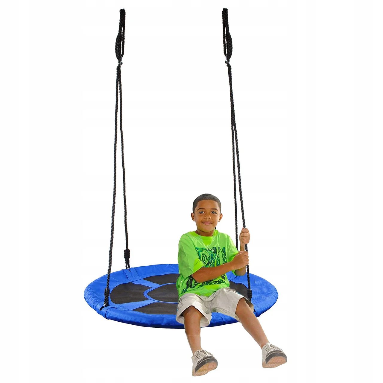Leagan tip cuib Sersimo NS8, diametru 90cm, inaltime reglabila, pentru exterior, sarcina 150 kg, Albastru Negru - imagine 4