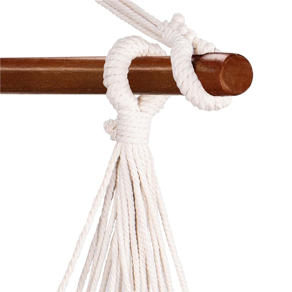 Hamac tip scaun suspendat cu bara si 2 perne, 130x100 cm, capacitate 150 kg, cu franjuri - imagine 16