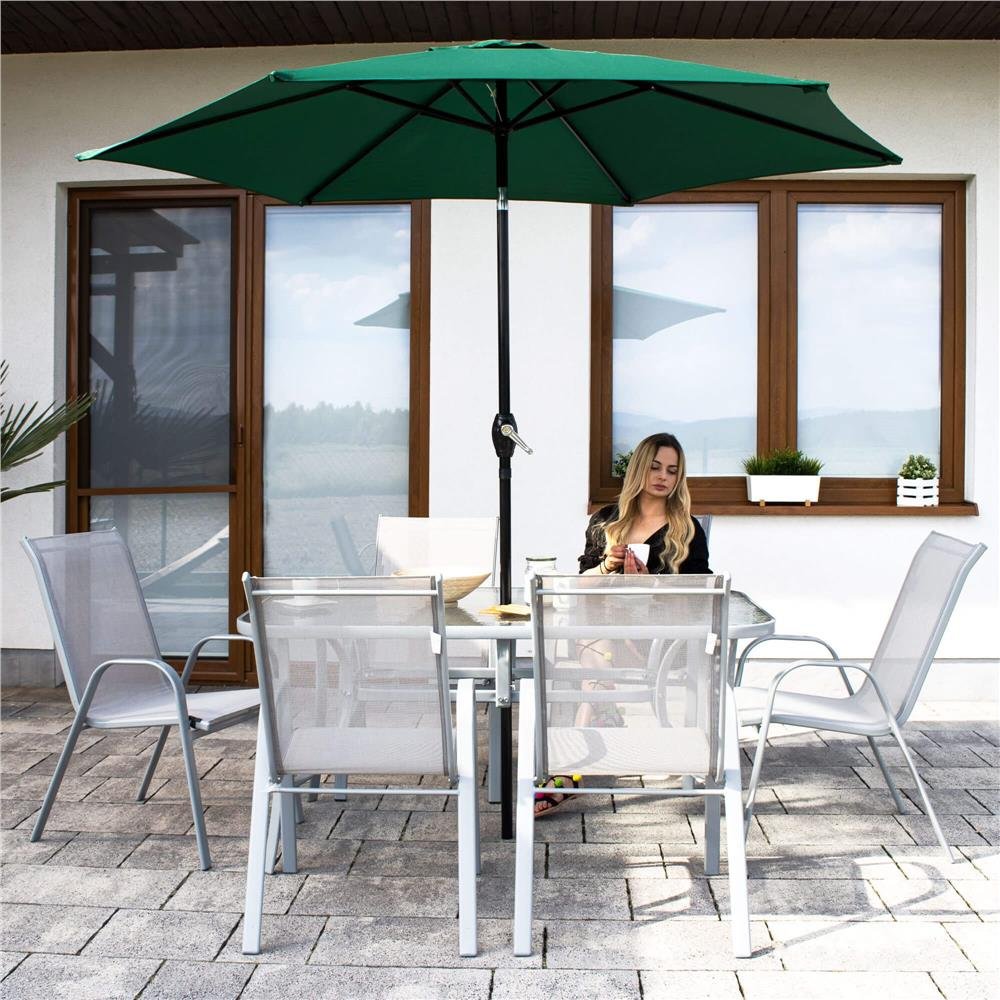 Umbrela terasa gradina, cu manivela si inclinare, diametru 250cm, Verde - imagine 10